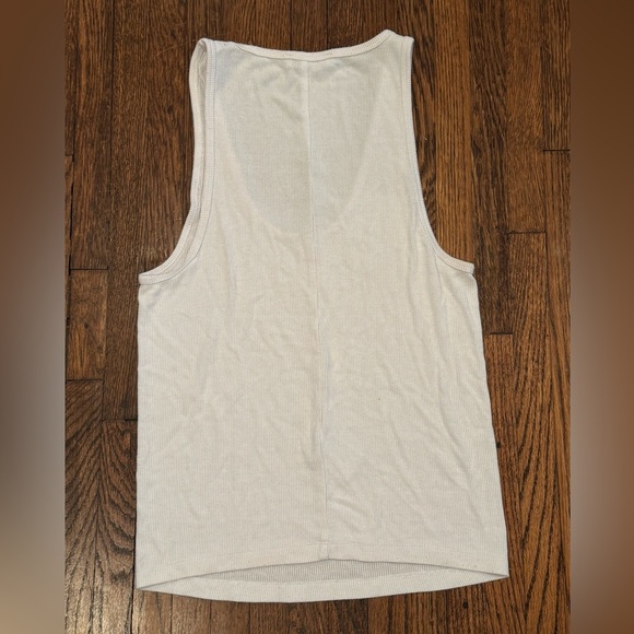 Anine Bing Off White Designer Summer Ribbed Tank Top Wife Beater Size Large - Picture 5 of 5